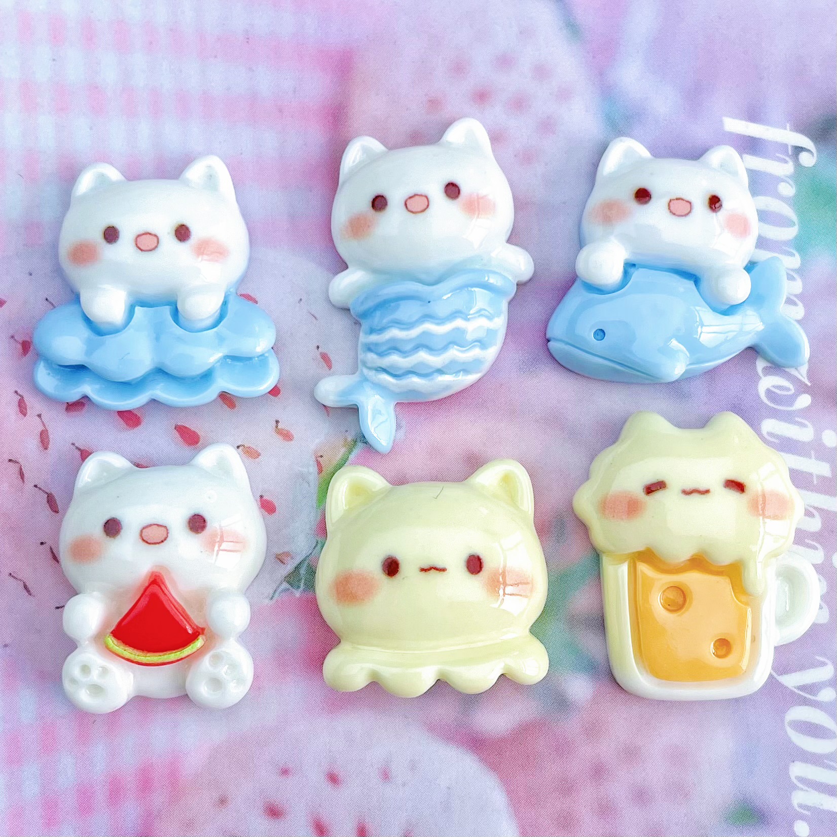 Azul sirena oso fishtail Dolphin resina accesorios DIY horquilla taza de agua almacenamiento material nuevo