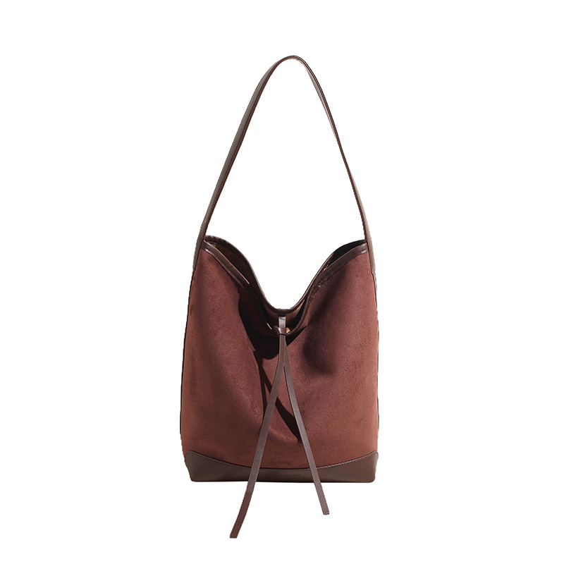 2025 nuevo bolso de brazo de gran capacidad retro bolso de cubo de peluche bolso de hombro simple bolso de moda