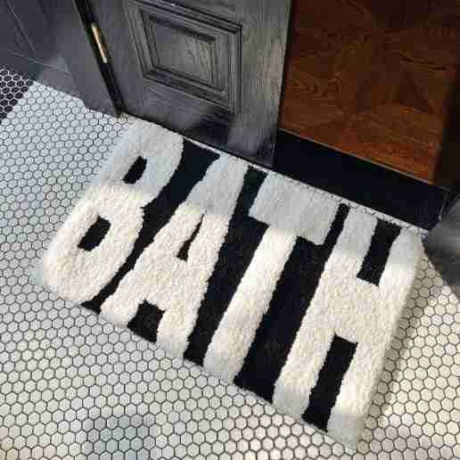 Alfombra de piso de baño anti-deslizante de seda negra y blanca, alfombra de piso de piso de baño doméstica de cachemira espesa