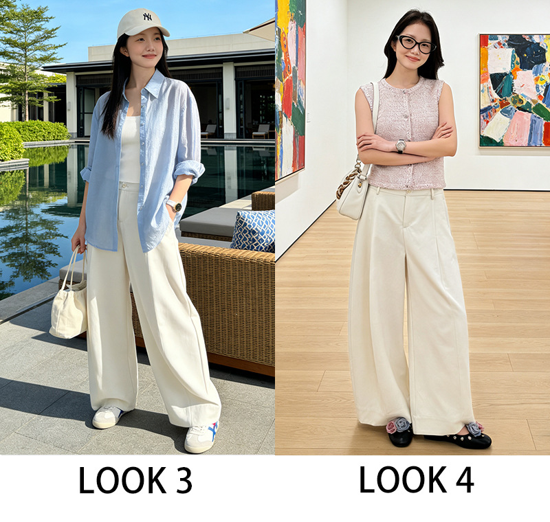 Quần ống rộng cạp cao dáng suông chất liệu cotton mềm mại — đen chi tiết 10