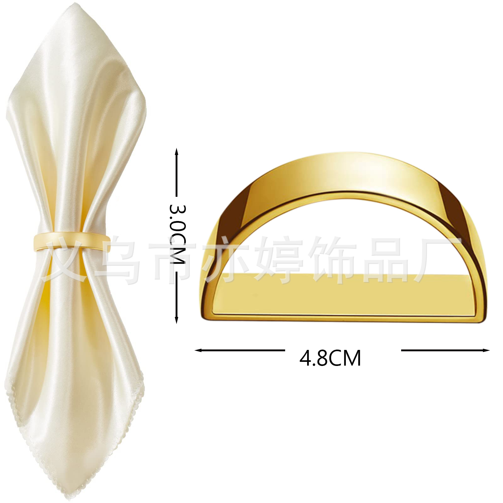 Transfronterizo Venta caliente popular servilleta anillo semicírculo servilleta de metal hebilla de mesa de hotel swing placa servilleta anillo fuente de fábrica