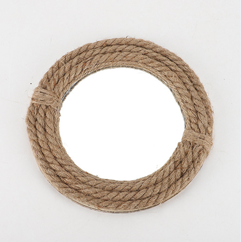 Cuerda de cáñamo retro espejo redondo artístico nórdico cama y desayuno cuarto de baño colgante de pared fotografía de celebridades Internet vestidor belleza espejo