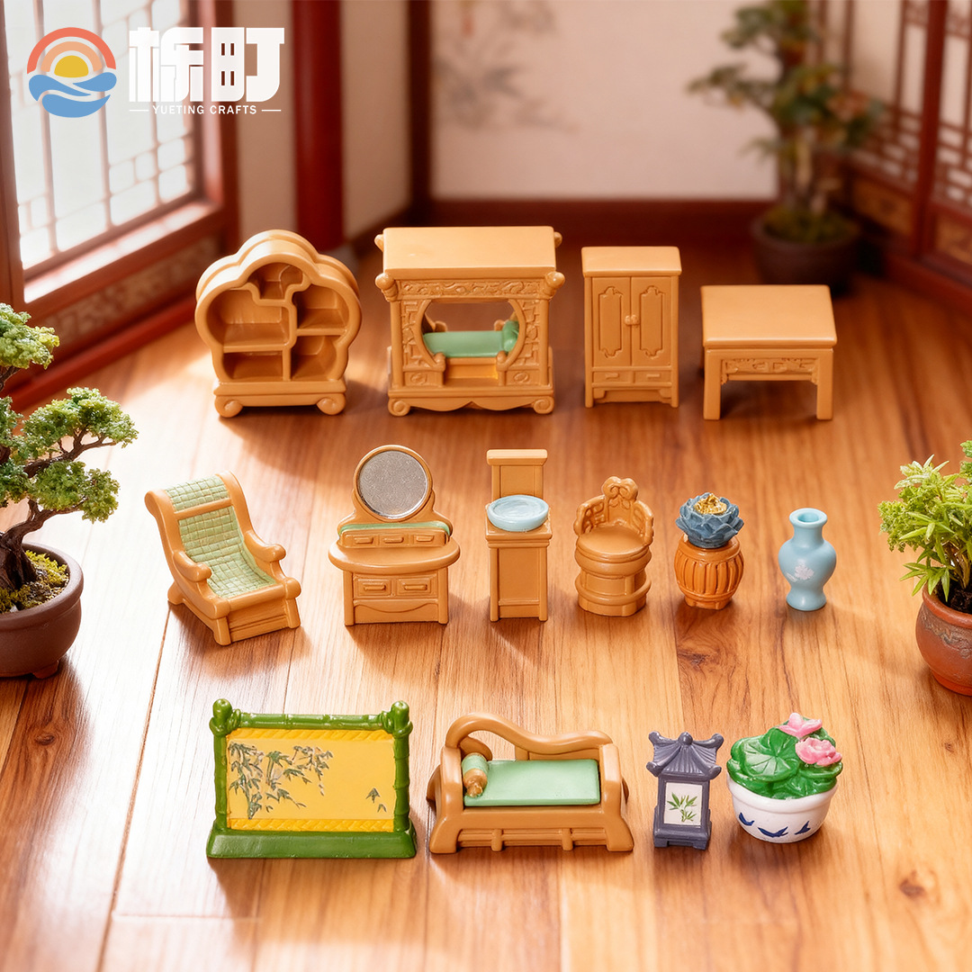 仿真家具微景观古风典雅家具摇椅屏风摆件桌子椅子配件娃娃屋造景