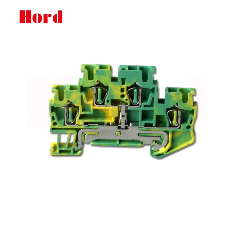 铜材质STTB2.5-PE弹簧黄绿接地端子 ST2.5双层二层JD端子