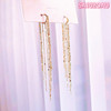 Silver needle, long metal earrings with tassels, silver 925 sample, Korean style, internet celebrity