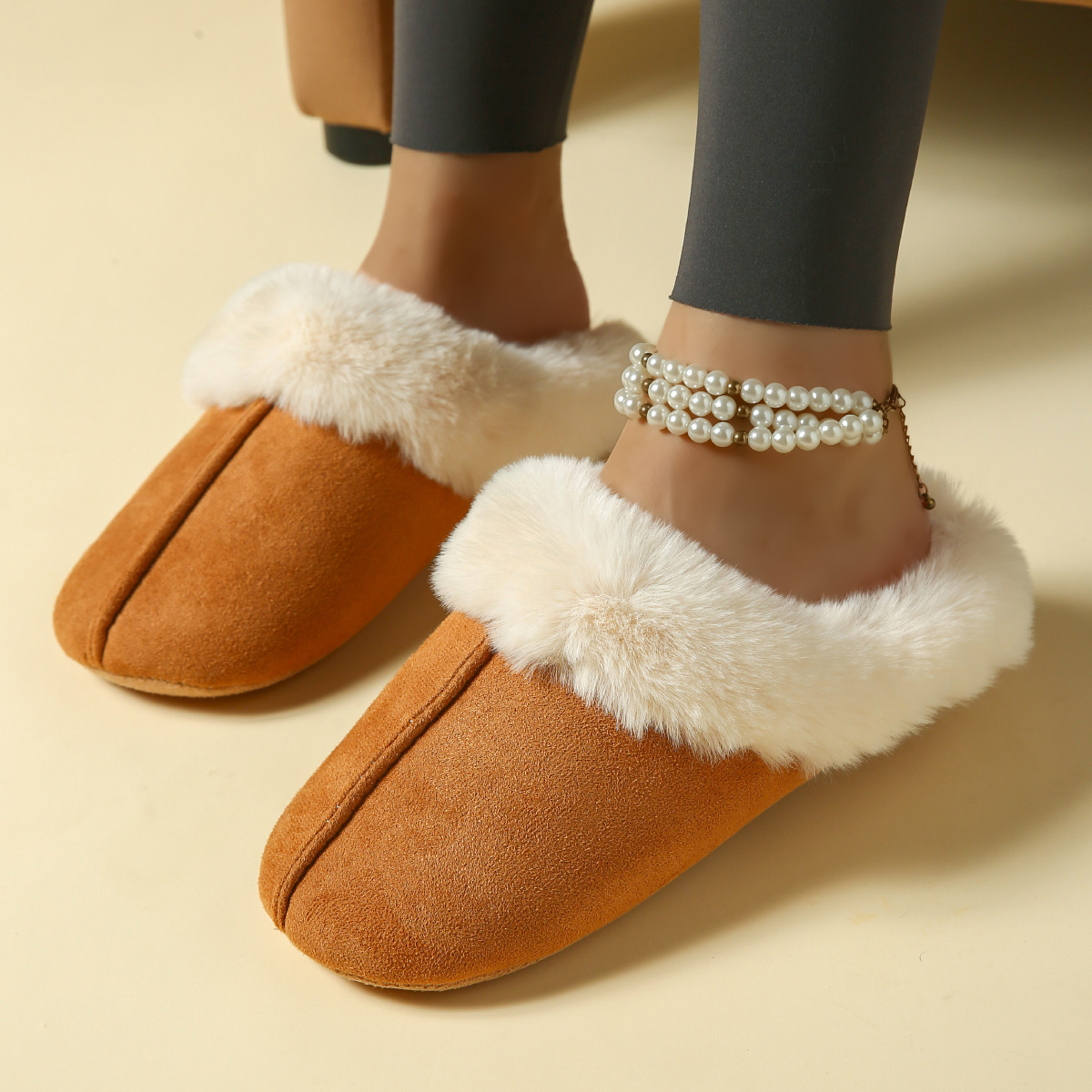 Zapatillas de algodón domésticas interiores de dibujos animados engrosados en otoño y invierno calentamiento casero casero zapatos de algodón de lana mujer