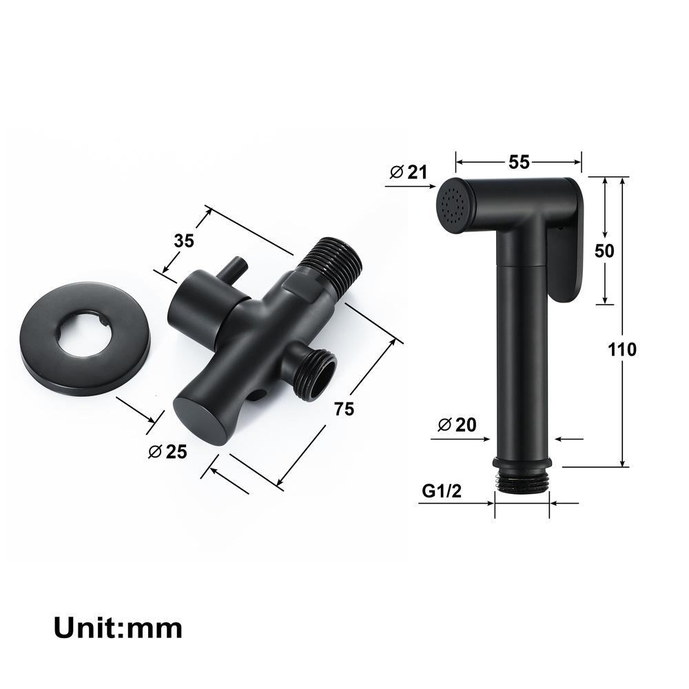 Black bathroom sink, toilet spray gun set, kitchen high-pressure flush, shower head, single Angle valve, hose undefined