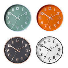 简约数字挂钟客厅钟表静音准时12寸时尚创意挂表纯色挂墙时钟厂家