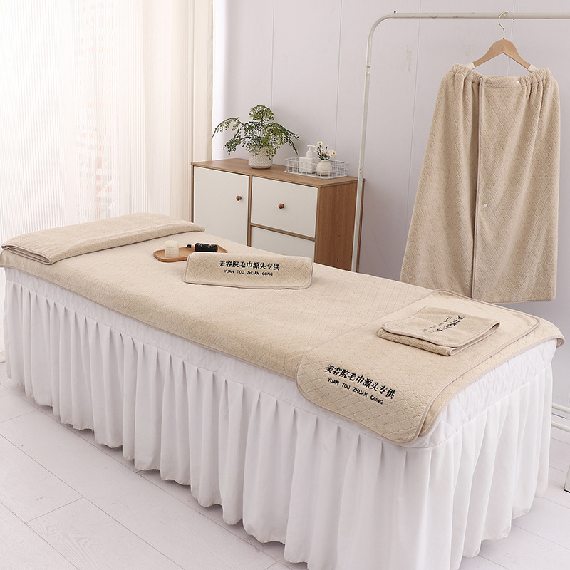 Bubble velvet beauty salon towel suit skin management turban bed towel absorbent three-piece large bath towel wholesale