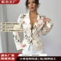 定制翻领长袖印花小外套
