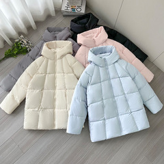 连帽棉服外套女2025年冬季新款工装韩版宽松大码显瘦中长款棉衣潮
