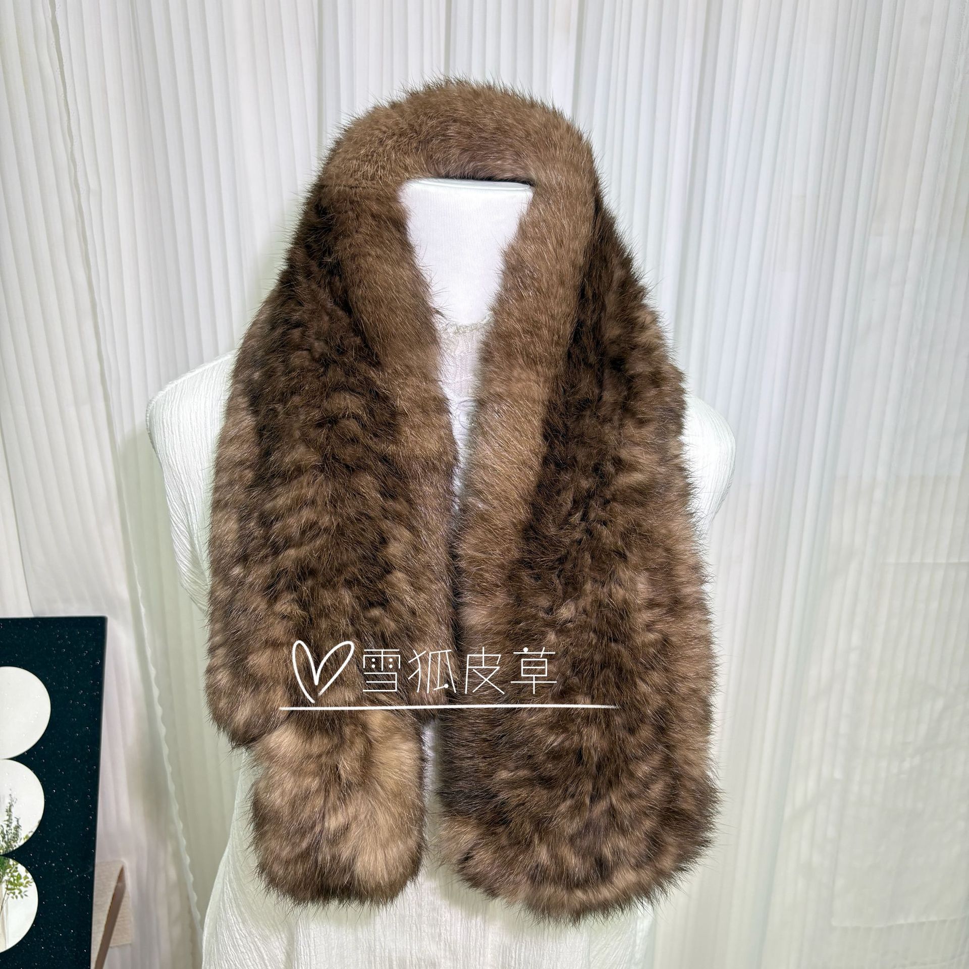 Autumn and winter real fur, real rabbit fur, double-sided woven, thickened and dense scarf, warm neck protector, versatile fur neck warmer