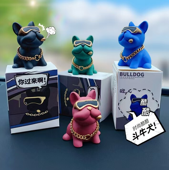 New Cartoon Bulldog Ornament Original Super Cool Car Accessories Decoration Cute Bulldog Ornament Doll Ornament