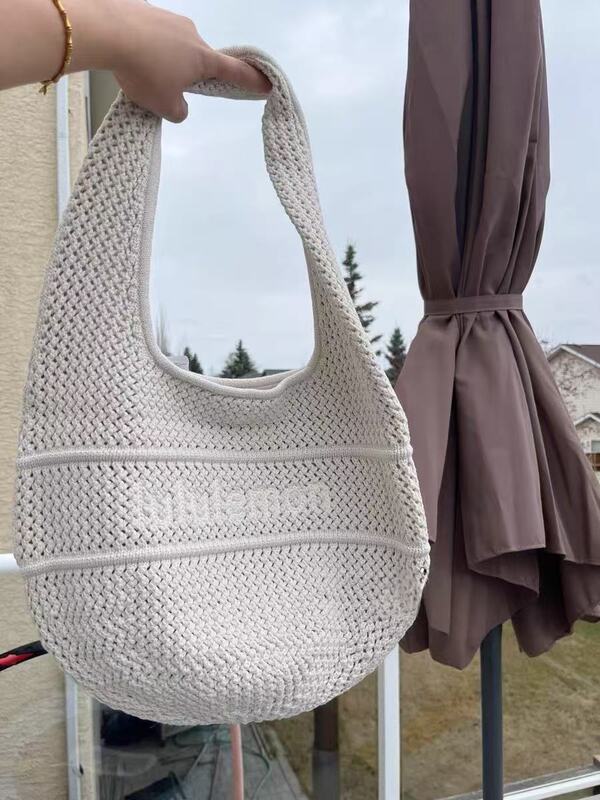 2025 春夏新作カジュアル多用途チェーンドーパミンわら織りショルダー脇の下バッグトートバッグ織りレディースバッグトレンディ|undefined