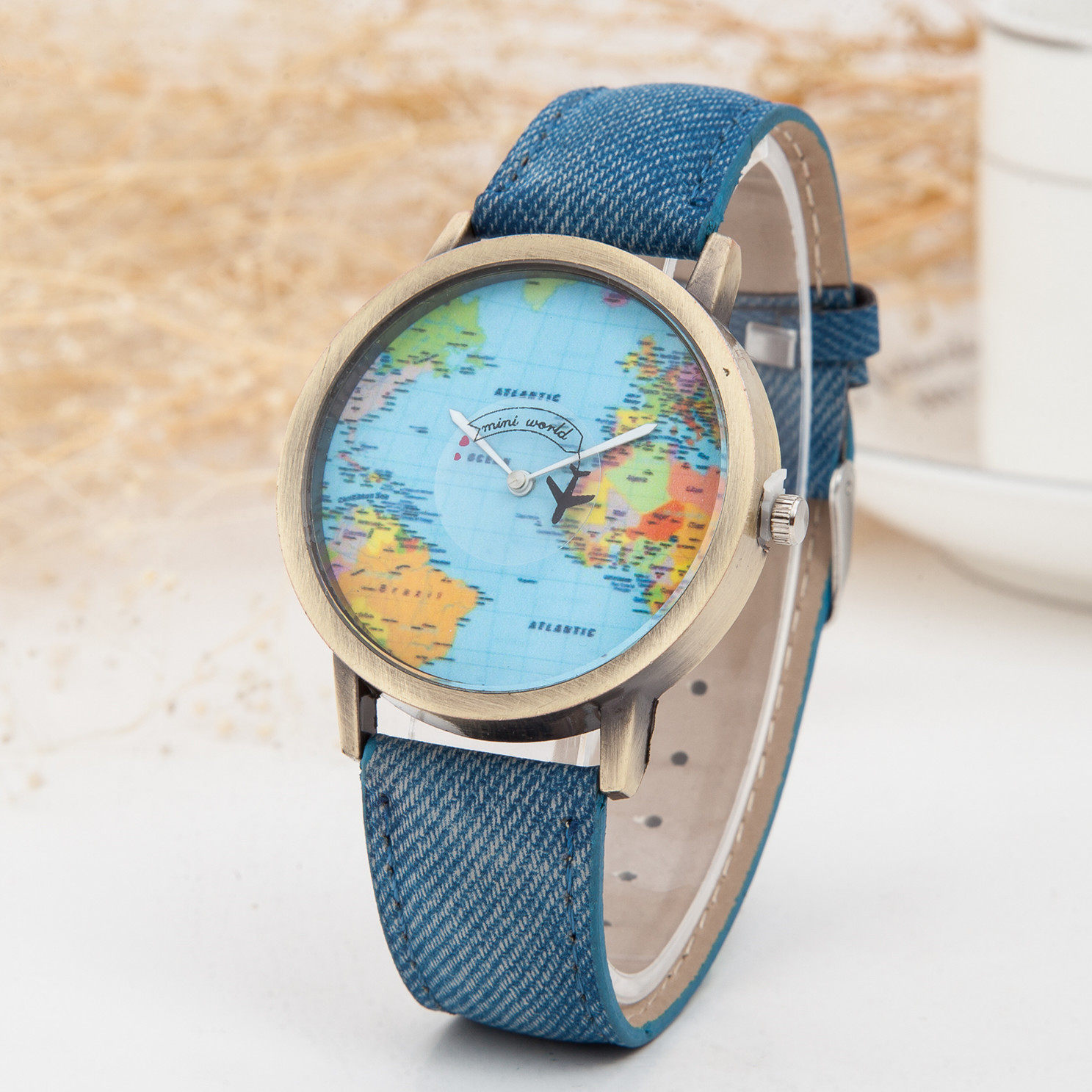 Hot selling circling the earth, cowboy belt watch, antique copper aircraft map belt, men's and women's watch_voghion.com