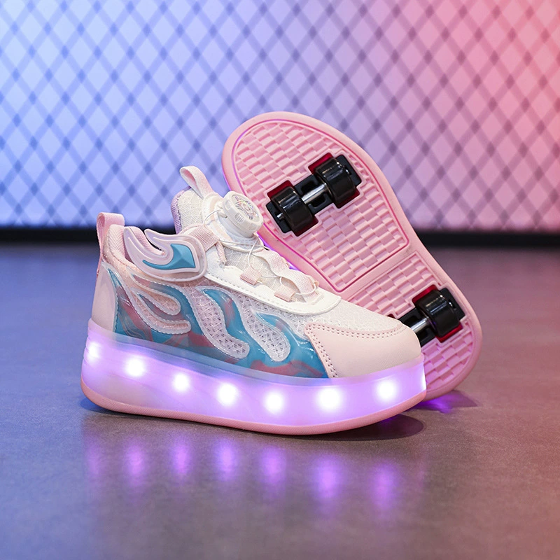 2025 сетчатые новые стильные кроссовки Heelys для мальчиков, летние детские роликовые кроссовки с четырехколесными вращающимися кнопками Heelys