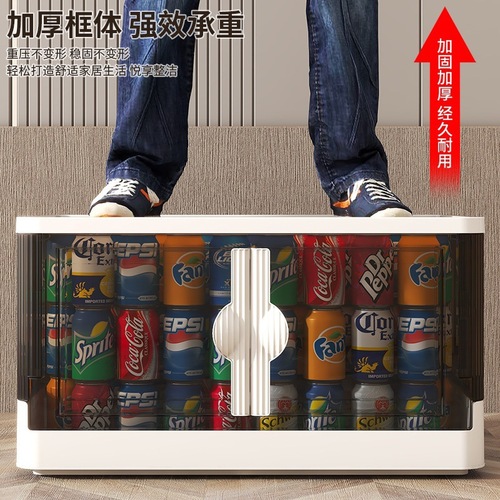 Clothing Storage Box Folding Storage Cabinet with Wheels, Transparent Double-Door Multifunctional Extra Large Organizing Box