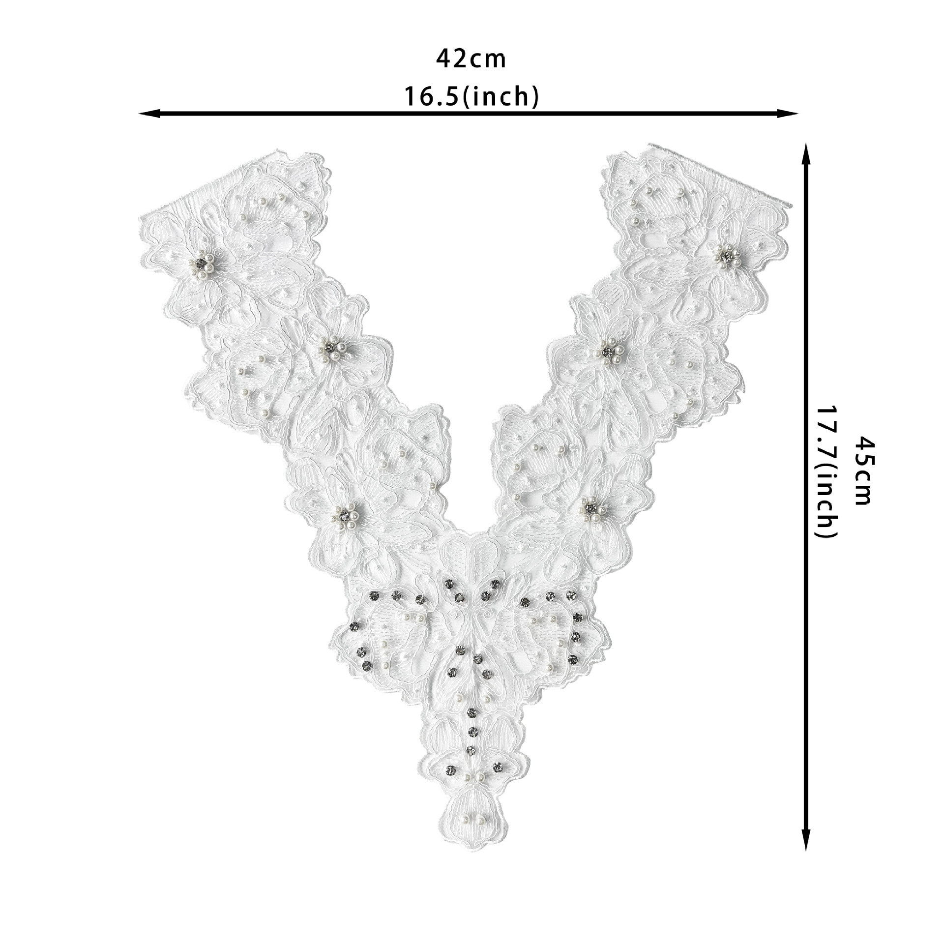 Cuello de encaje blanco ramillete hueco tridimensional cuello bordado de seda de poliéster flor cuello frontal decoración cuello falso accesorios