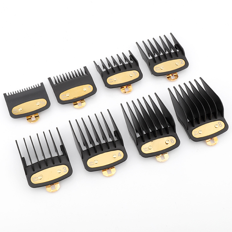 Cross-border bestseller limited position comb electric hair trimmer universal with iron sheet positioning comb hair accessories measuring tool 8-piece set