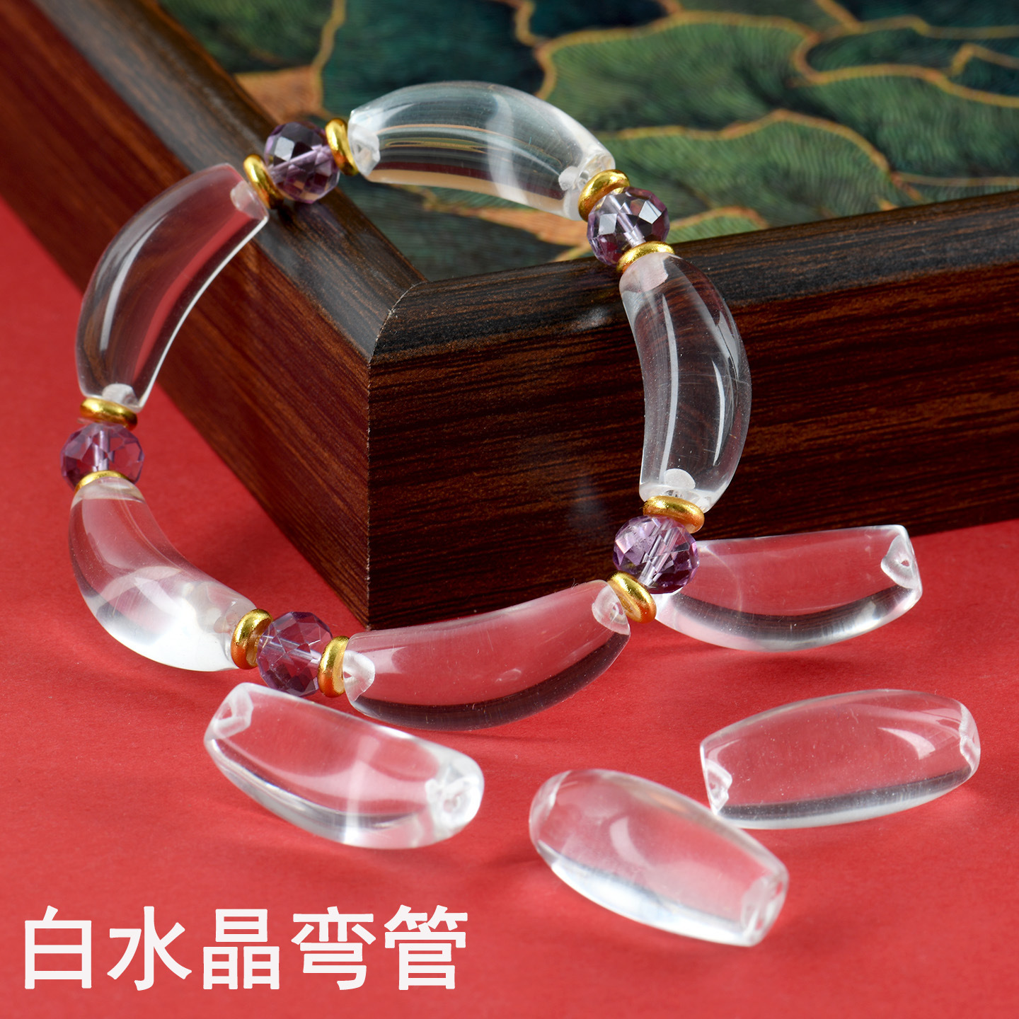 White crystal, bent pipe, necklace and bracelet handmade, beads, accessory, DIY