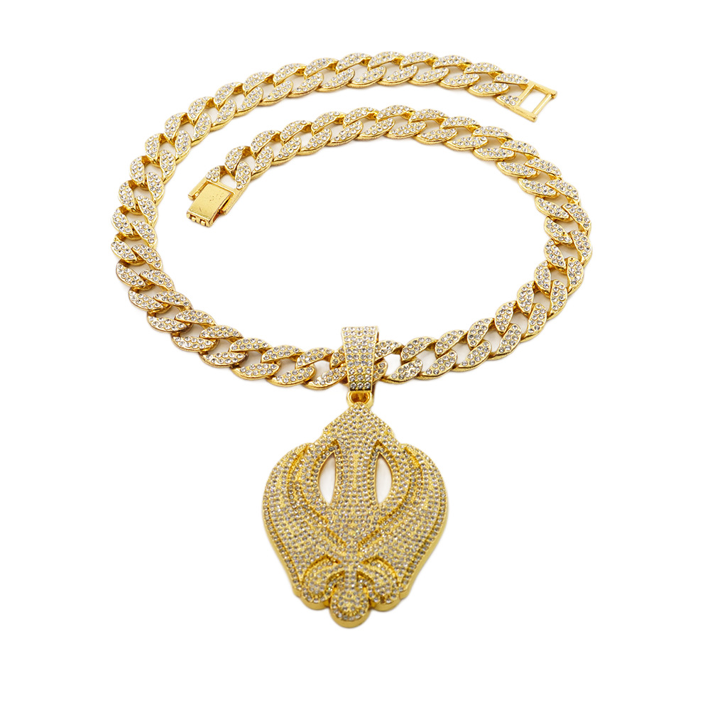 Europa y Estados Unidos personalidad hip hop joyería de hombre marca de moda OBLOCK colgante de letras inglesas collares de cadena de diamantes cubanos