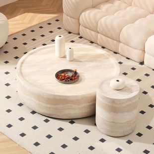 Jiji style cave stone living room combination coffee table home light luxury modern round creative Net red home designer table