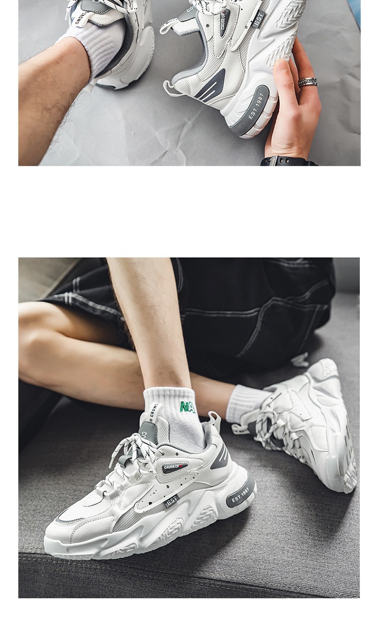 Spring Youth Outwear Mesh Men's Sports Colored Casual Single Student New Thick Sole Small White Shoes_voghion.com