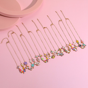 Cross-border children's alloy drip necklace clavicle chain does not fade female princess European and American simple girl personality all-match