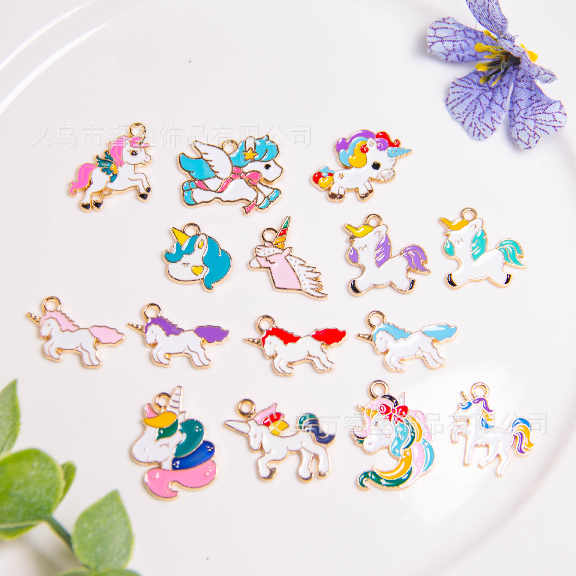 爆款独角兽滴油锌合金diy饰品配件手链串珠钥匙扣车挂书包挂批发