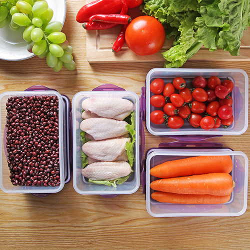 K31C厨房长方形保鲜盒套装塑料微波饭盒冰箱冷冻收纳盒水果蔬菜密