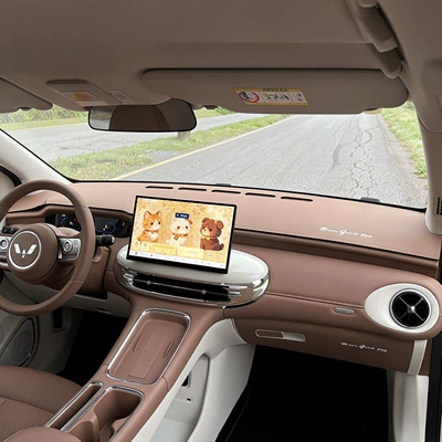 2026 Wuling Bingo Pro dashboard anti-glare mat, car center console reflective interior sunshade decorative mat (Günəş əleyhinə siperlik) - upgraded-embroidered-logo-bingo-pro-dashboard-sunshade-mat-leather-version-brown