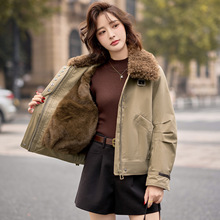 派克服女2025年冬季新款连帽保暖加绒加厚大毛领时尚女外套LU9116