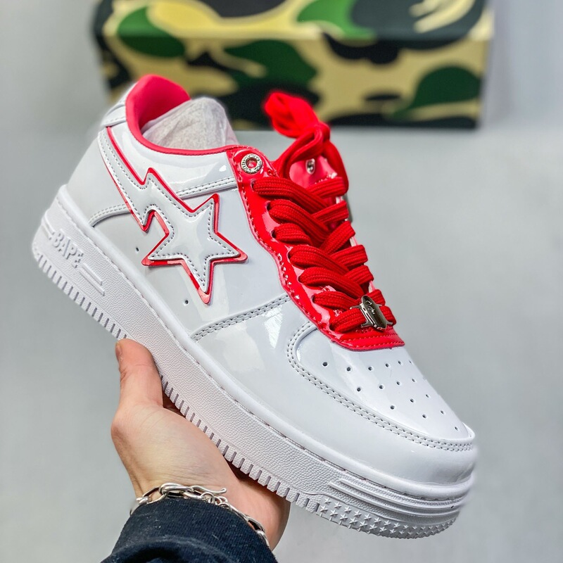 Wholesale Bape Patent Leather Sneakers with Ape Head Design, Shiny Casual Shoes, Comfortable Af1Sta Sneakers, Versatile Casual Wear