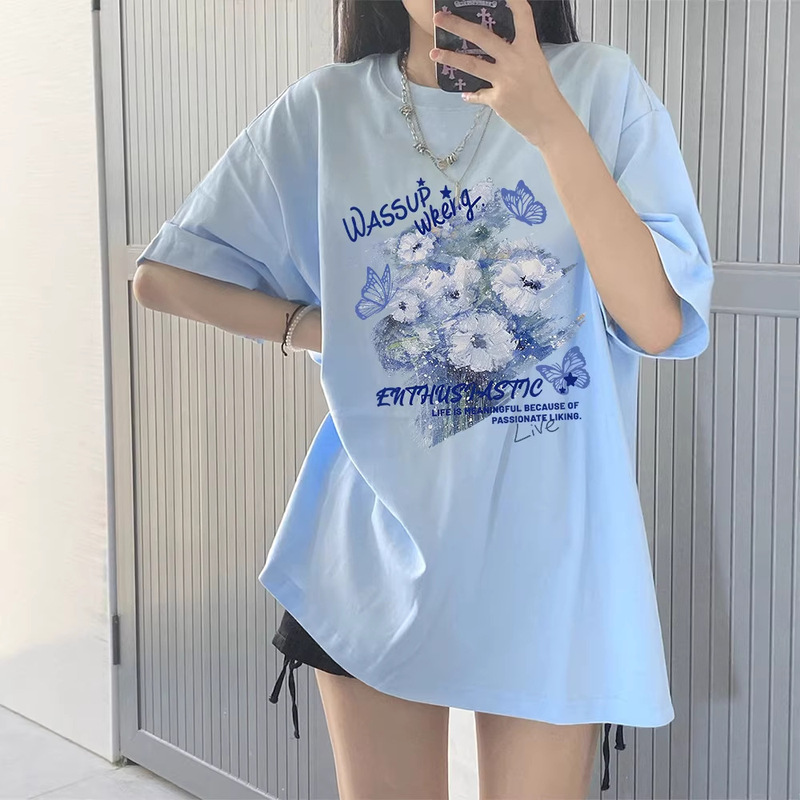 Fat mm Short-Sleeved T-Shirt for Women, Pure Cotton, 2026 New Summer Style, Unique Design, Loose Large Size Top, T-Shirt Ins