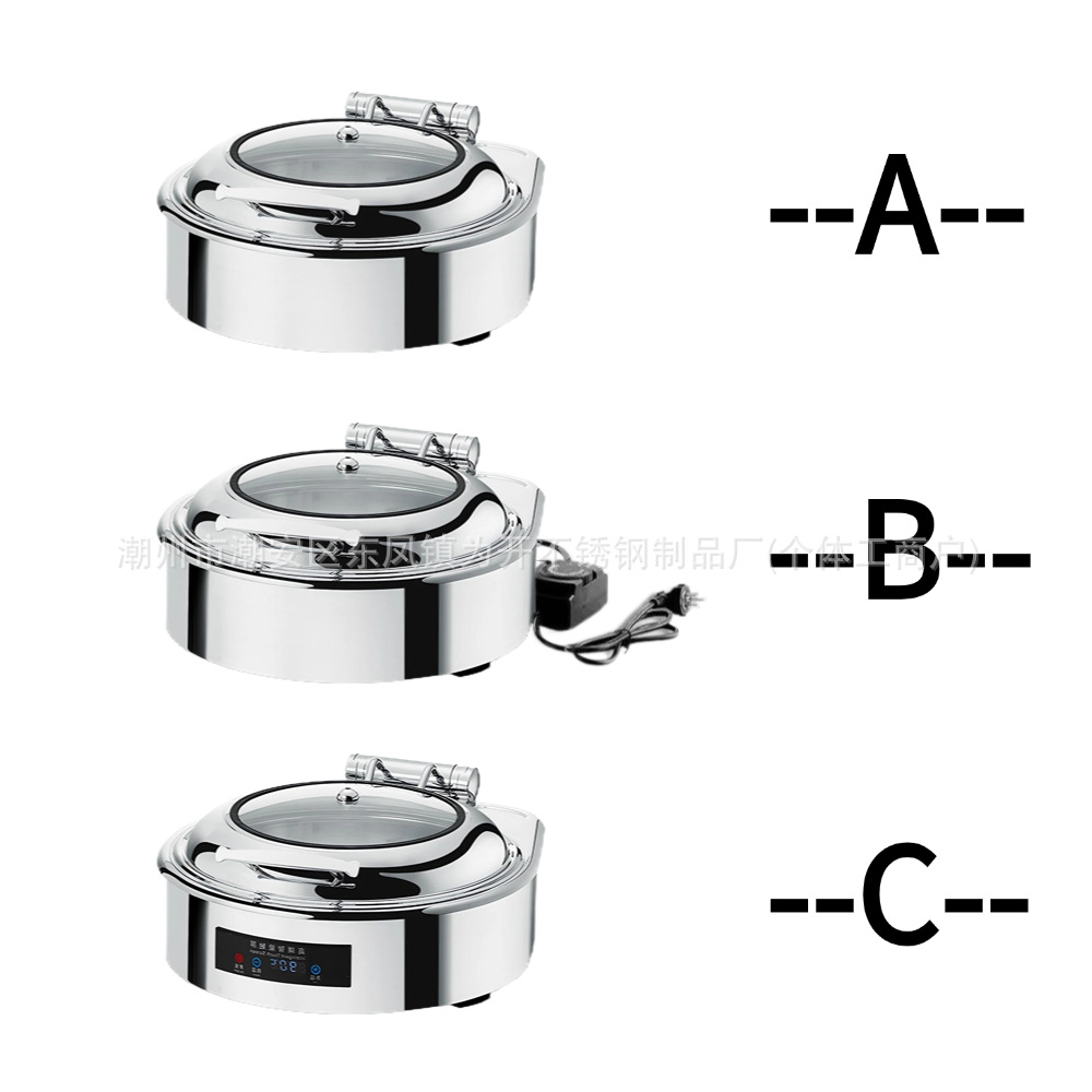 Estufa eléctrica de acero inoxidable para buffet, estufa visual para buffet, olla para calentar desayunos de hotel, vajilla, temperatura constante, control inteligente de temperatura.