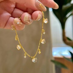 小红书同款中古风流苏爱心闪钻手链女法式气质时尚百搭不掉色手饰