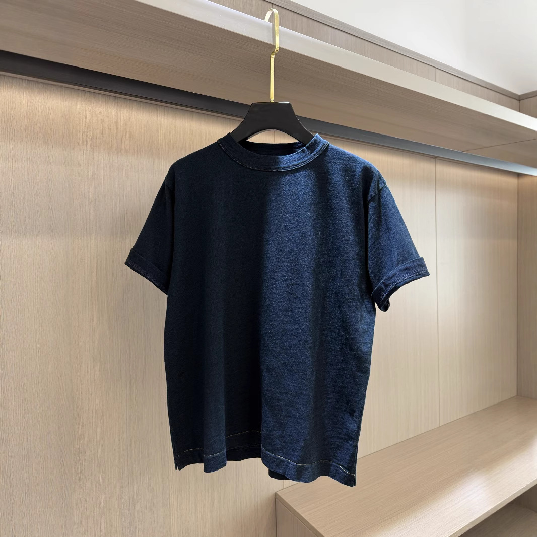 后贴布口袋设计感日系女士圆领基础竹节棉短袖上衣T恤气质上衣