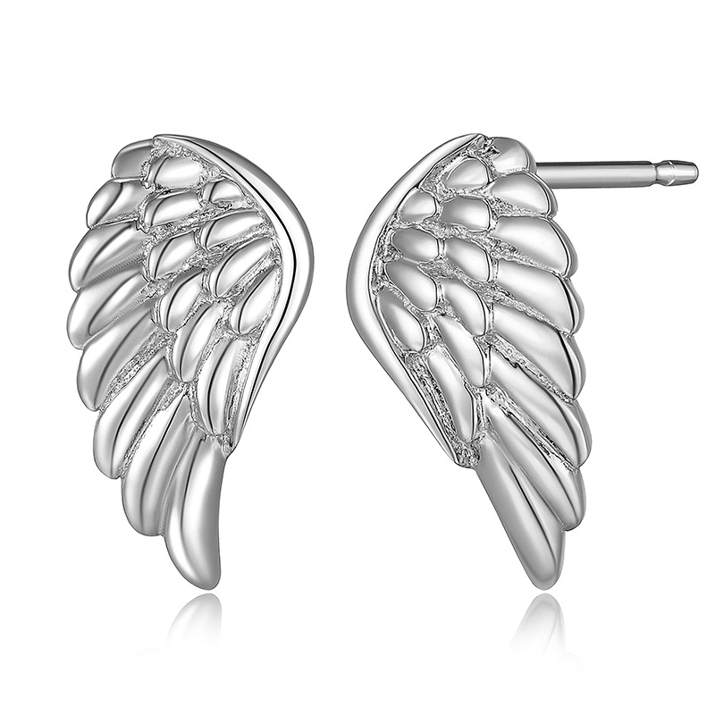 Amazon transfronterizo 925 plata esterlina alas pendientes ligeros lujosos de alto nivel ángel alas pendientes plumas pendientes para mujeres