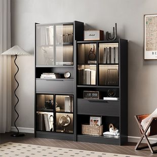 Living Room Bookcase with Glass Door Storage Cabinet Integrated Home Combination Cabinet Stairwell Storage Cabinet Simple Floor-Standing Light Luxury