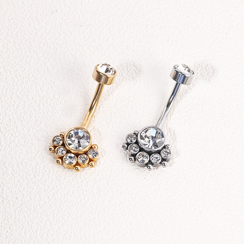 Gold Stainless Steel Navel Ring 14G 10mm Top 8mm Bottom Belly Button Piercing Jewelry detail image 8