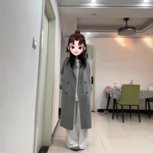灰色毛呢大衣外套女秋冬季2025新款厚双面呢子中长款韩系穿搭风衣
