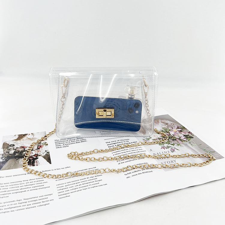 2024 New Summer European and American Jelly Transparent Bag Chain Small Square Bag Small Sachet Concert Cross-border Women's Bag