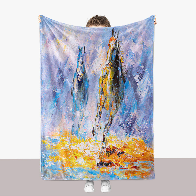 Abstrakte Ölgemälde-Landschaftsserie, Flanell, 3D-gedruckt, verdickte Sofadecke_voghion.com