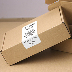 批發可愛風感謝貼紙飛機盒封口貼禮盒打包密封貼不乾膠標籤