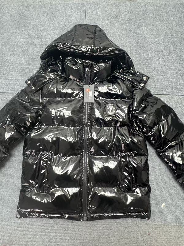 外贸跨境Trapstar新款可拆卸帽亮面PU皮棉服时尚秋冬加厚保暖外套|undefined
