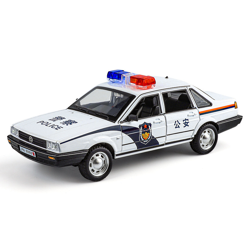 Nuevo modelo de coche de aleación Haodi 1:24 Santana autocar con sonido y luz de retorno de juguete coche de policía modelo de sonido emitido en nombre de