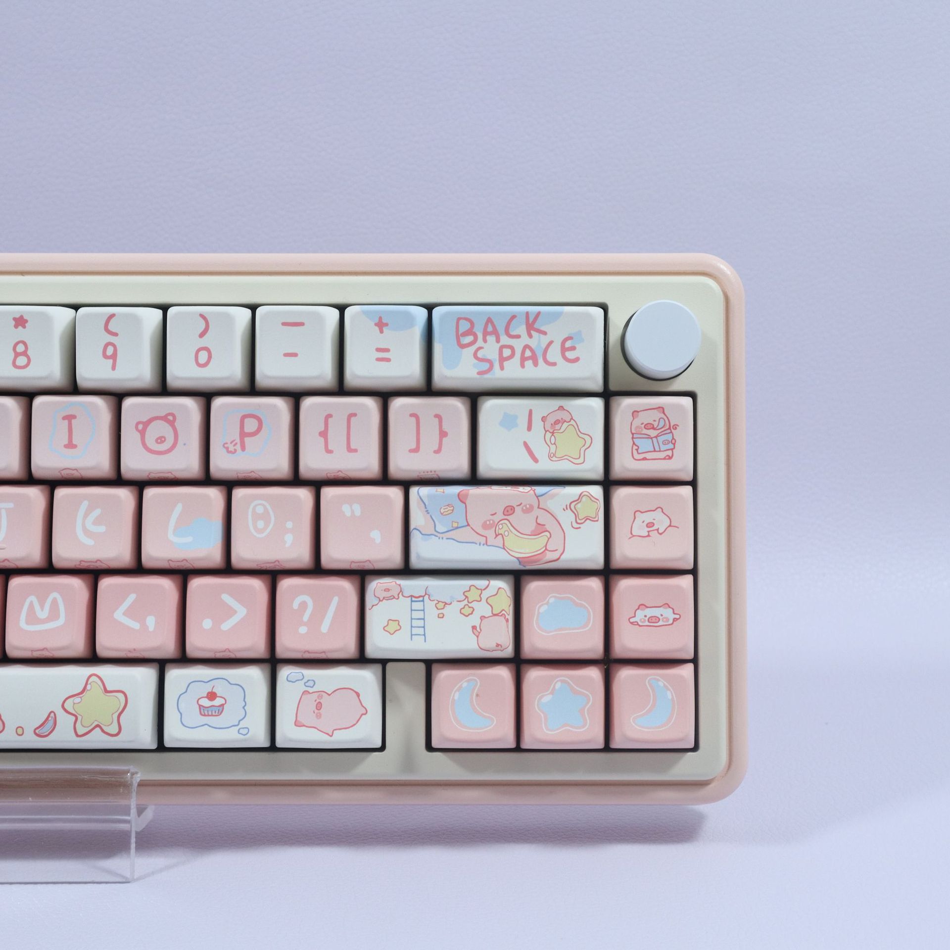 Tema Pink Piggy Completo di cinque lati per sublimazione termica, tastiera meccanica PBT personalizzata disegnata a mano_voghion.com
