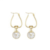 Fashionable earrings stainless steel, 14 carat white gold, wholesale