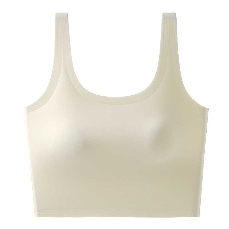 Chaleco de cinturón de primavera y verano femenino sin anillo de acero con cojín de pecho fijo no correr taza hermosa espalda transpirable color sólido sin usar sostén