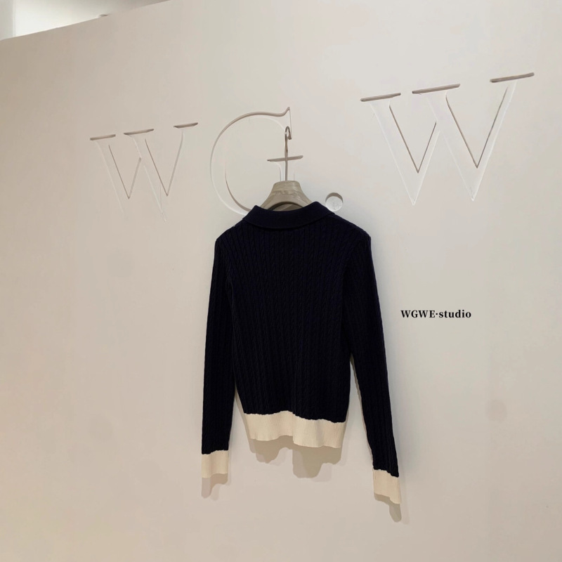 WGWE7145美式复古简约百搭休闲纯色毛织圆领毛衣|undefined